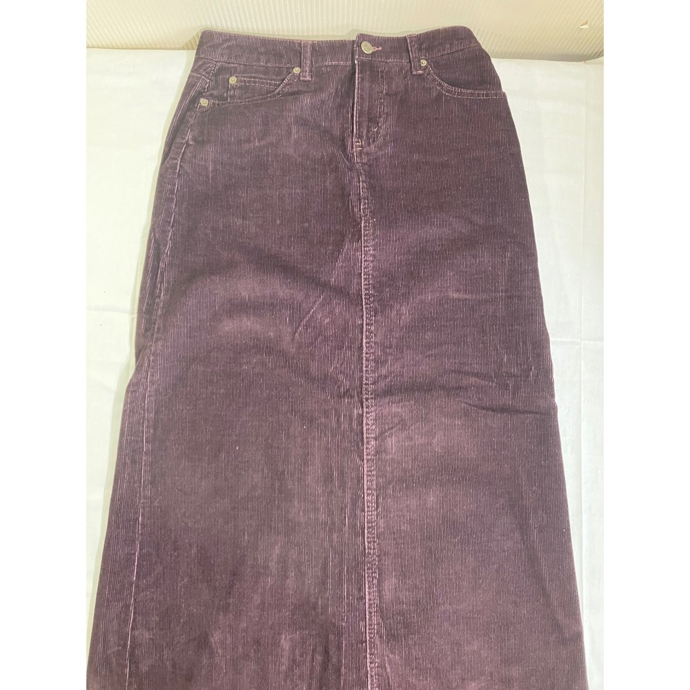 Eddie‎ Bauer Womens Size 4 Purple Corduroy Maxi Skirt Stretch Straight Long Plum